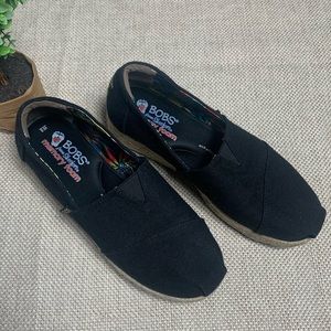 BOBS Black Memory Foam Espadrille Wedge Shoes